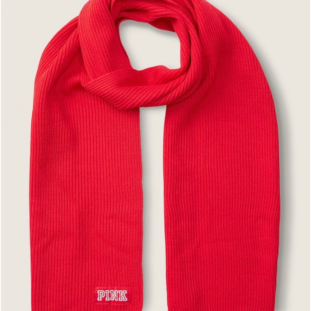 PINK Victoria’s Secret Knit Rib Scarf Red NWT
